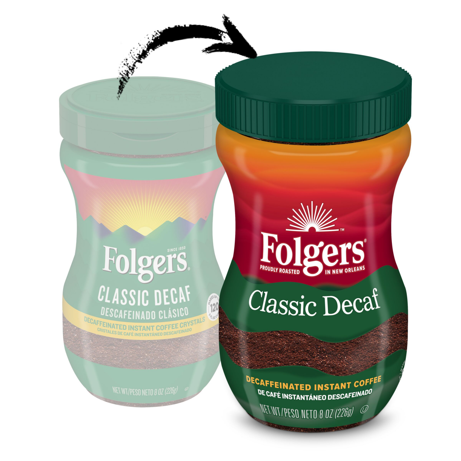 slide 4 of 7, Folgers Classic Decaf Instant Coffee, 8 oz