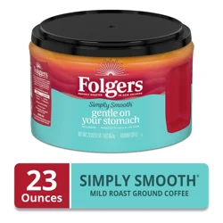 Folgers Simply Smooth Ground Coffee, Mild Roast Coffee, 23 Ounce Canister