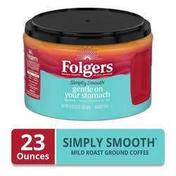 Folgers Simply Smooth Ground Coffee, Mild Roast Coffee, 23 Ounce Canister