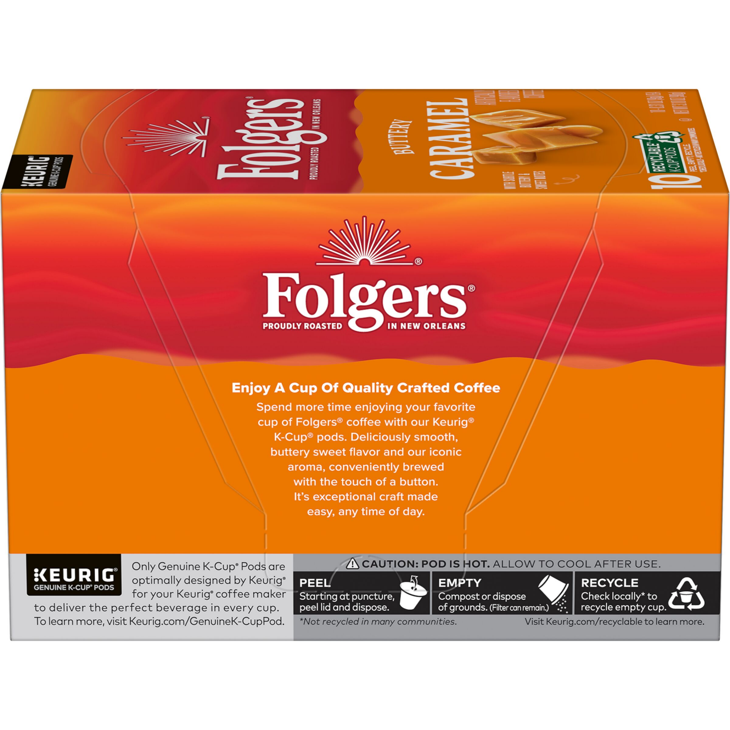 slide 4 of 6, Folgers Buttery Caramel Artificially Flavored Coffee, Keurig K-Cup Pods, 10 Count Box, 10 ct