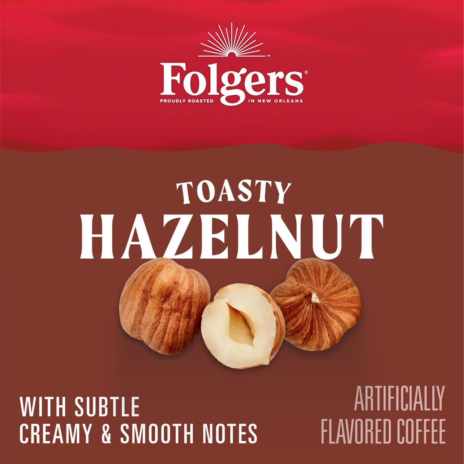 slide 2 of 5, Folgers Toasty Hazelnut Artificially Flavored Ground Coffee, 9.6 oz. Canister, 9.6 oz