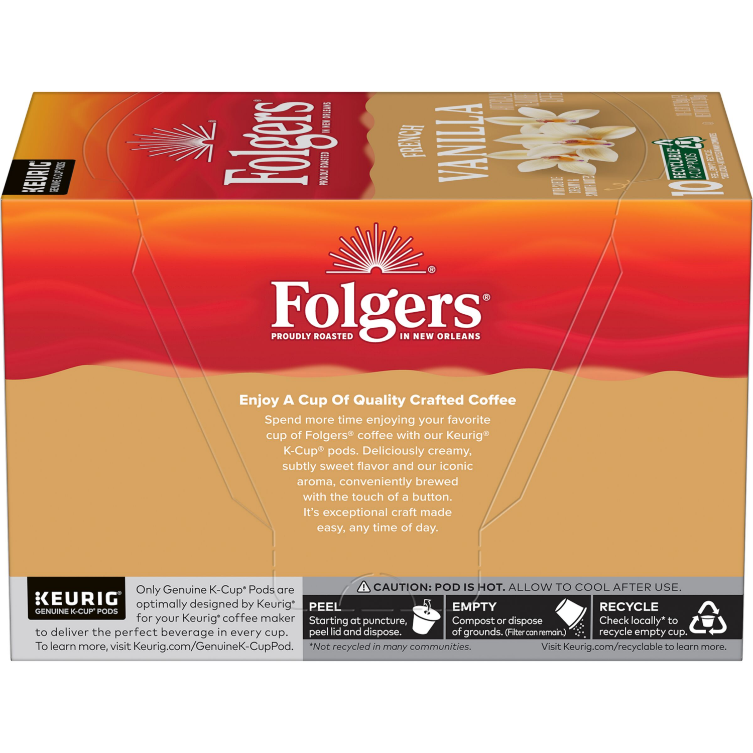 slide 4 of 6, Folgers French Vanilla Coffee 10 - 0.31 oz K-Cup Pods, 10 ct