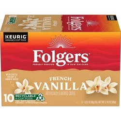 Folgers French Vanilla Coffee 10 - 0.31 oz K-Cup Pods