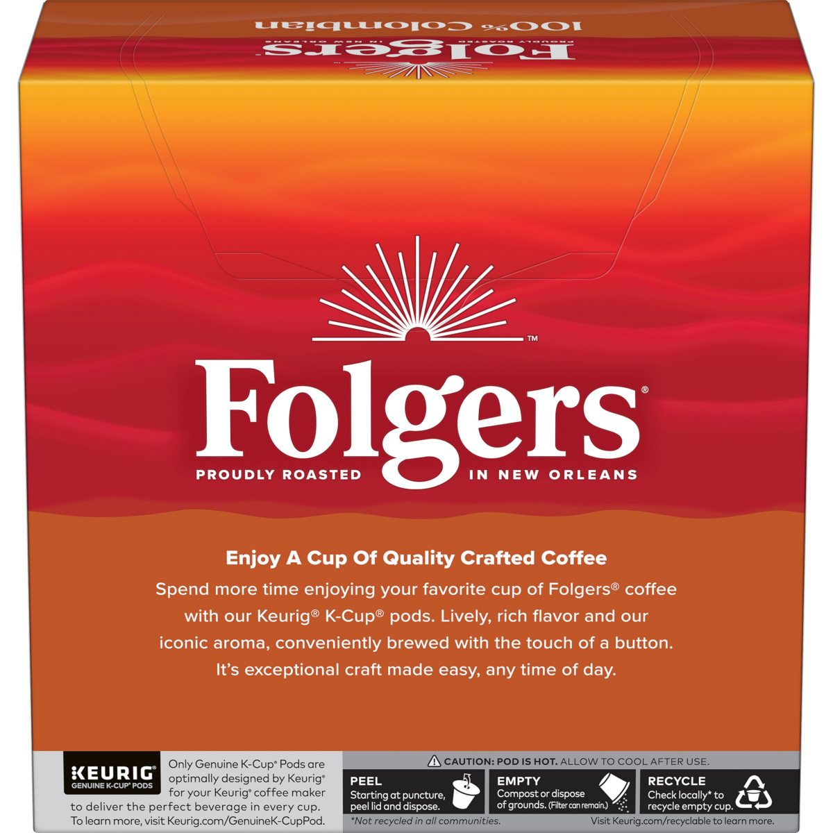 slide 3 of 5, Folgers Colombian Coffee, Medium Roast, Keurig K-Cup Pods, 32 Count Box, 32 ct
