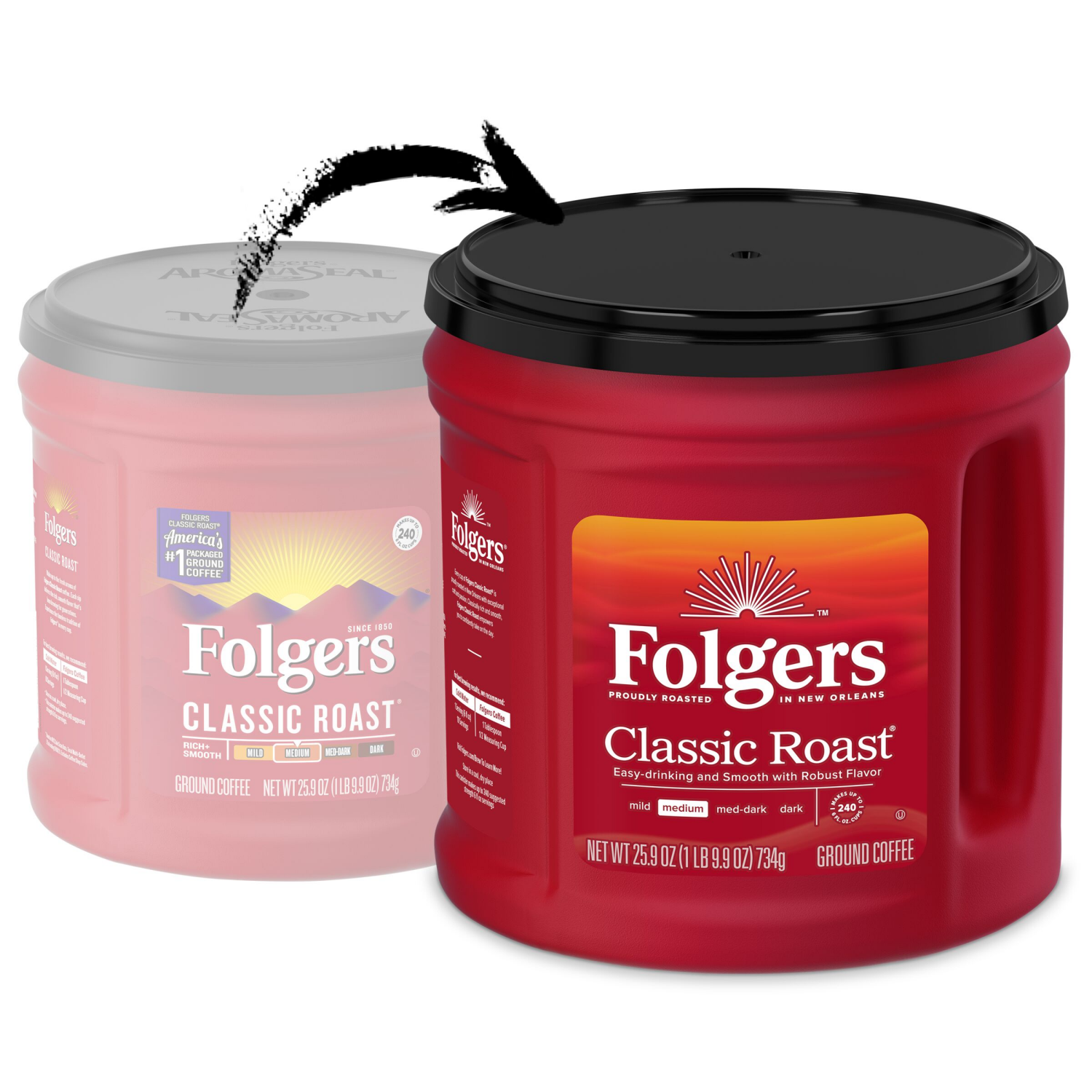 slide 2 of 6, Folgers Coffee, Classic Roast, 25.9 oz
