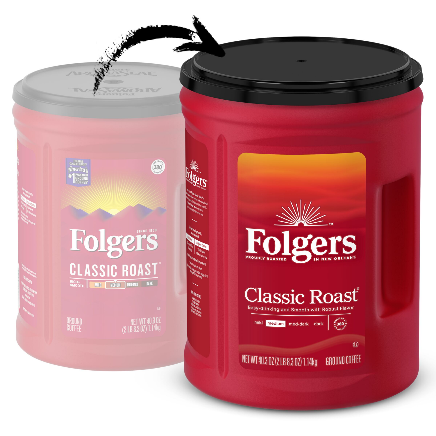 slide 2 of 6, Folgers Classic Roast Ground Coffee, 40.3-Ounce, 40.3 oz