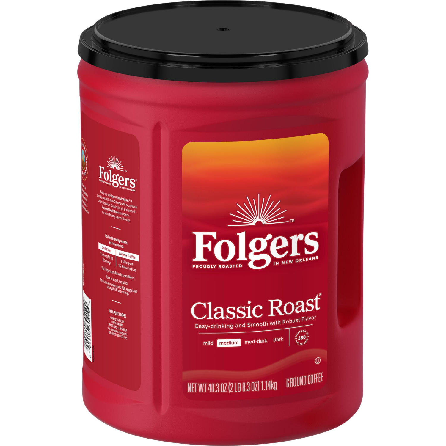slide 5 of 6, Folgers Classic Roast Ground Coffee, 40.3-Ounce, 40.3 oz