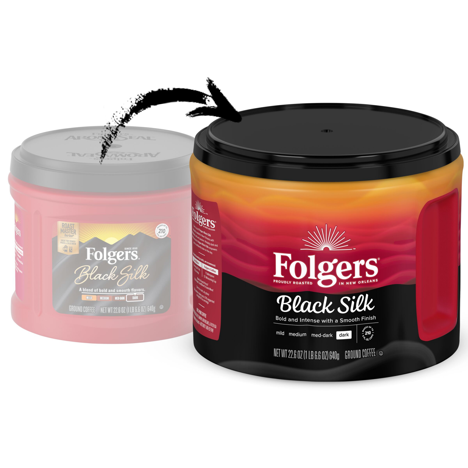 slide 3 of 6, Folgers Coffee, Black Silk, 22.6 oz