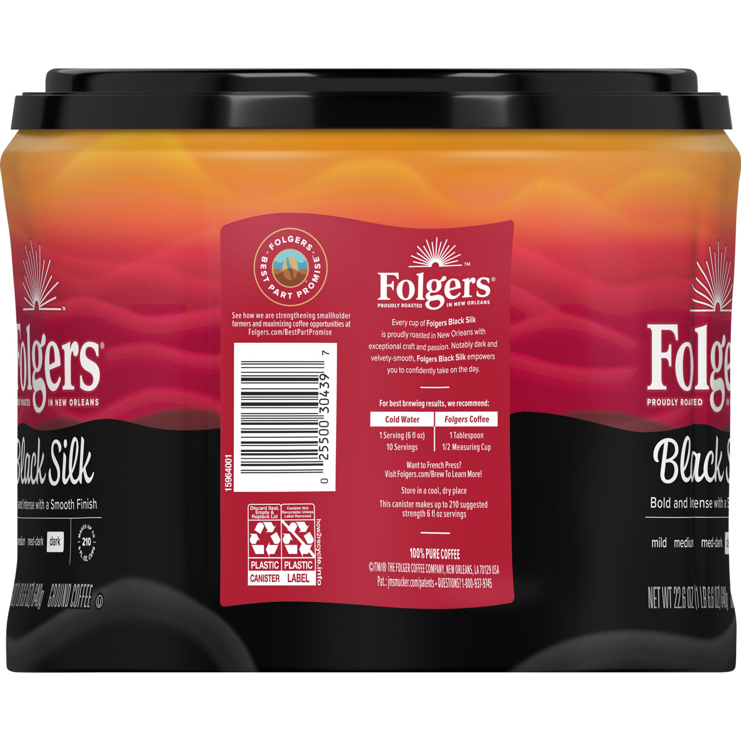 slide 4 of 6, Folgers Coffee, Black Silk, 22.6 oz