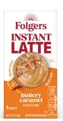 Folgers Buttery Caramel Instant Latte Packets, Artificially Flavored Instant Coffee Beverage Mix, 4 Count