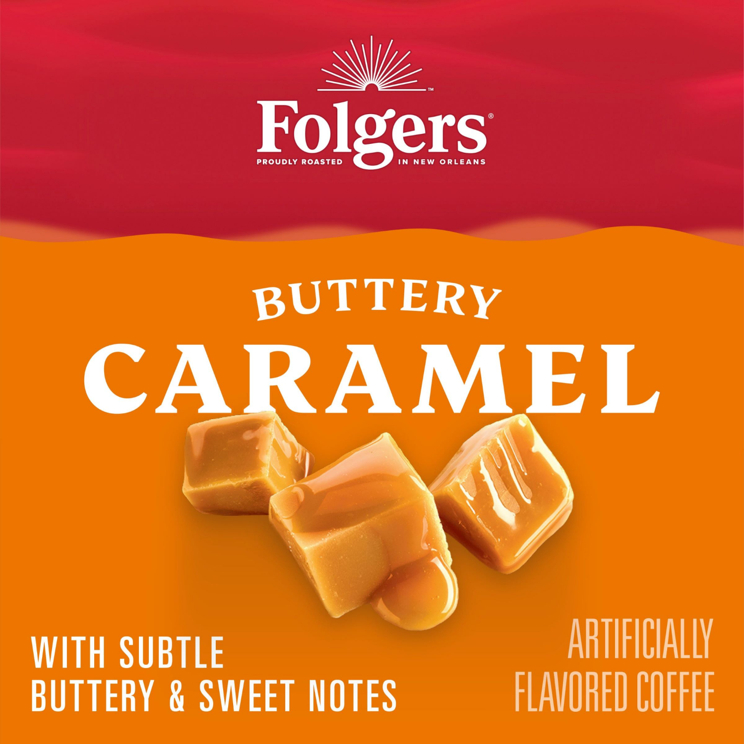 slide 2 of 5, Folgers Buttery Caramel Artificially Flavored Ground Coffee, Medium Roast, 9.6 ounce Canister, 9.6 oz