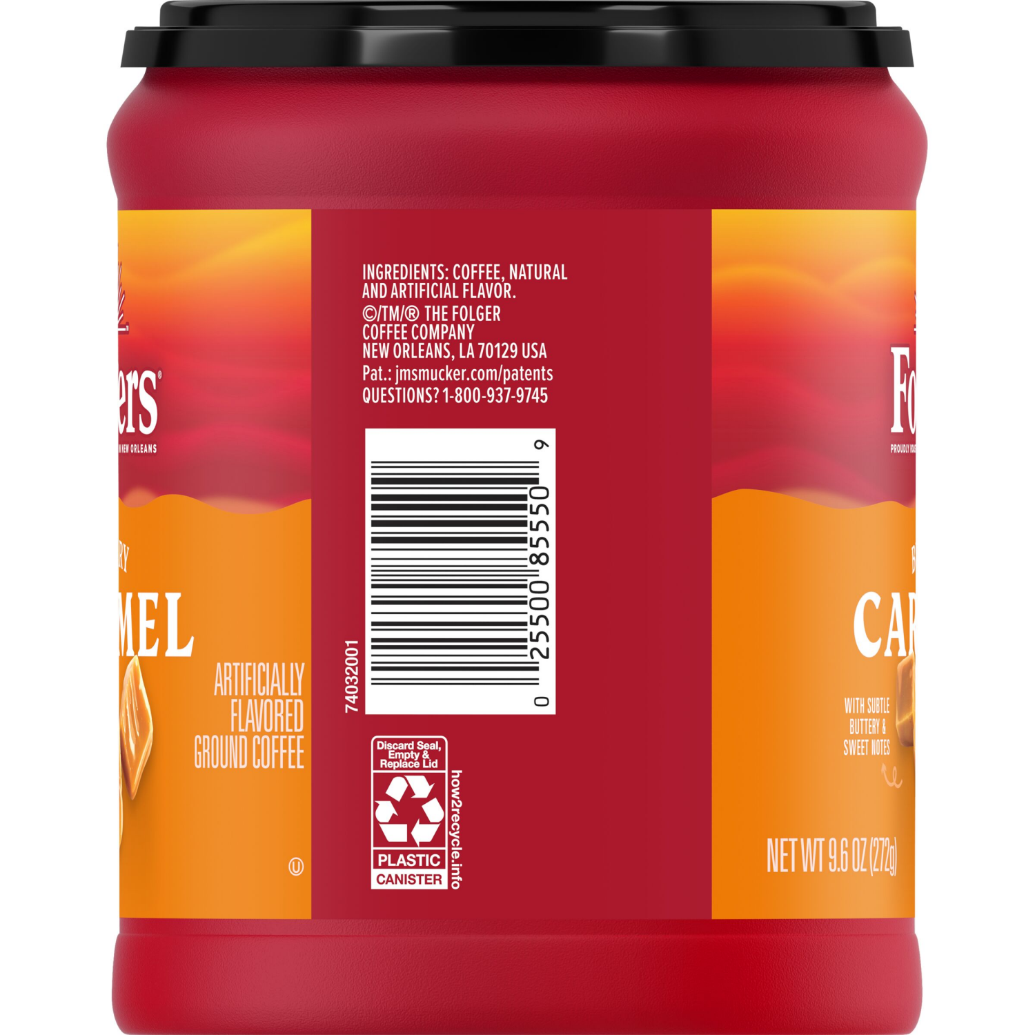 slide 4 of 5, Folgers Buttery Caramel Artificially Flavored Ground Coffee, Medium Roast, 9.6 ounce Canister, 9.6 oz