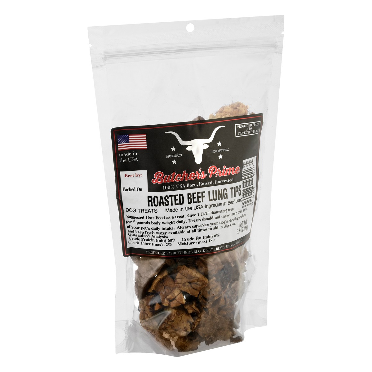 slide 10 of 10, Butcher's Prime Roasted Beef Lung Tips Dog Treats 3.5 oz, 3.5 oz