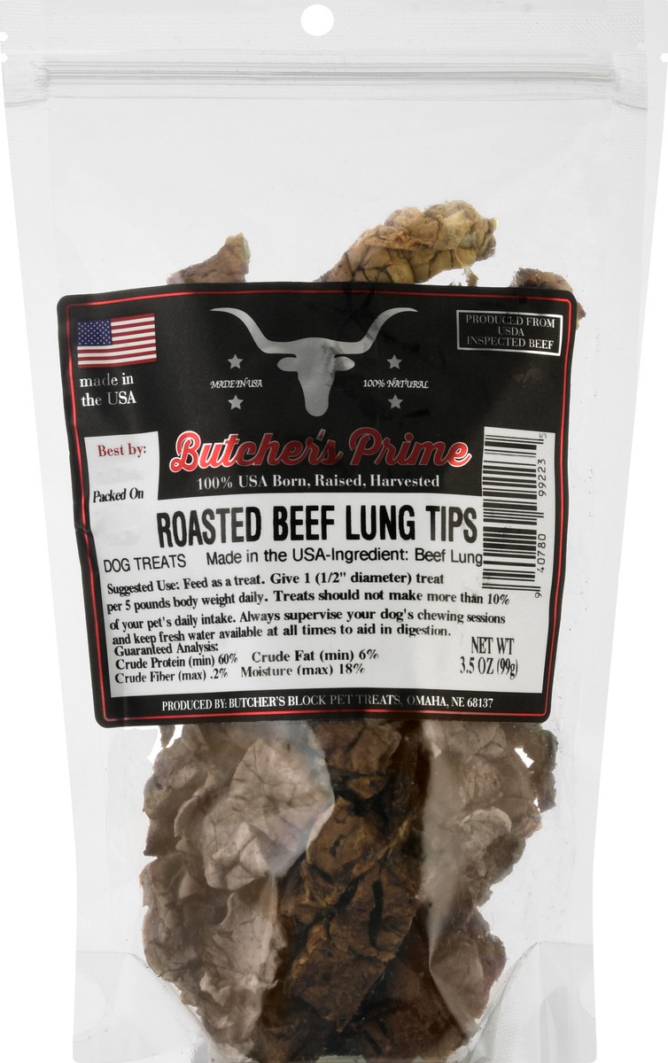 slide 7 of 10, Butcher's Prime Roasted Beef Lung Tips Dog Treats 3.5 oz, 3.5 oz