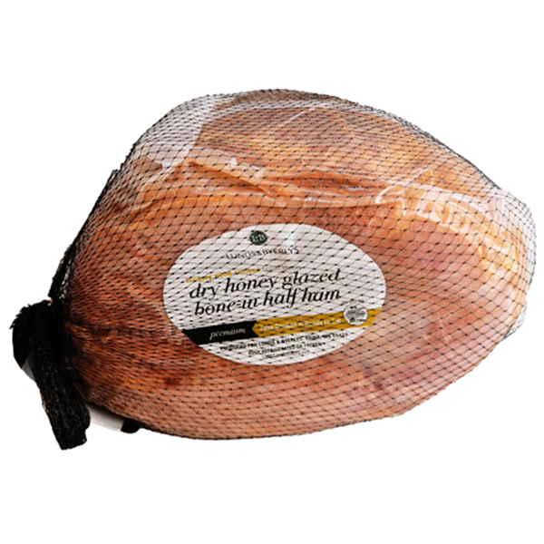 slide 1 of 1, Lunds & Byerlys L&b Spiral Sliced Honey Glazed Bone-In Half Ham, per lb