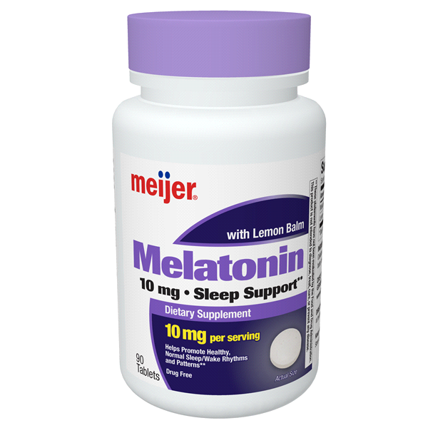 slide 1 of 1, Meijer Melatonin 10 mg with Lemon Balm, 90 ct