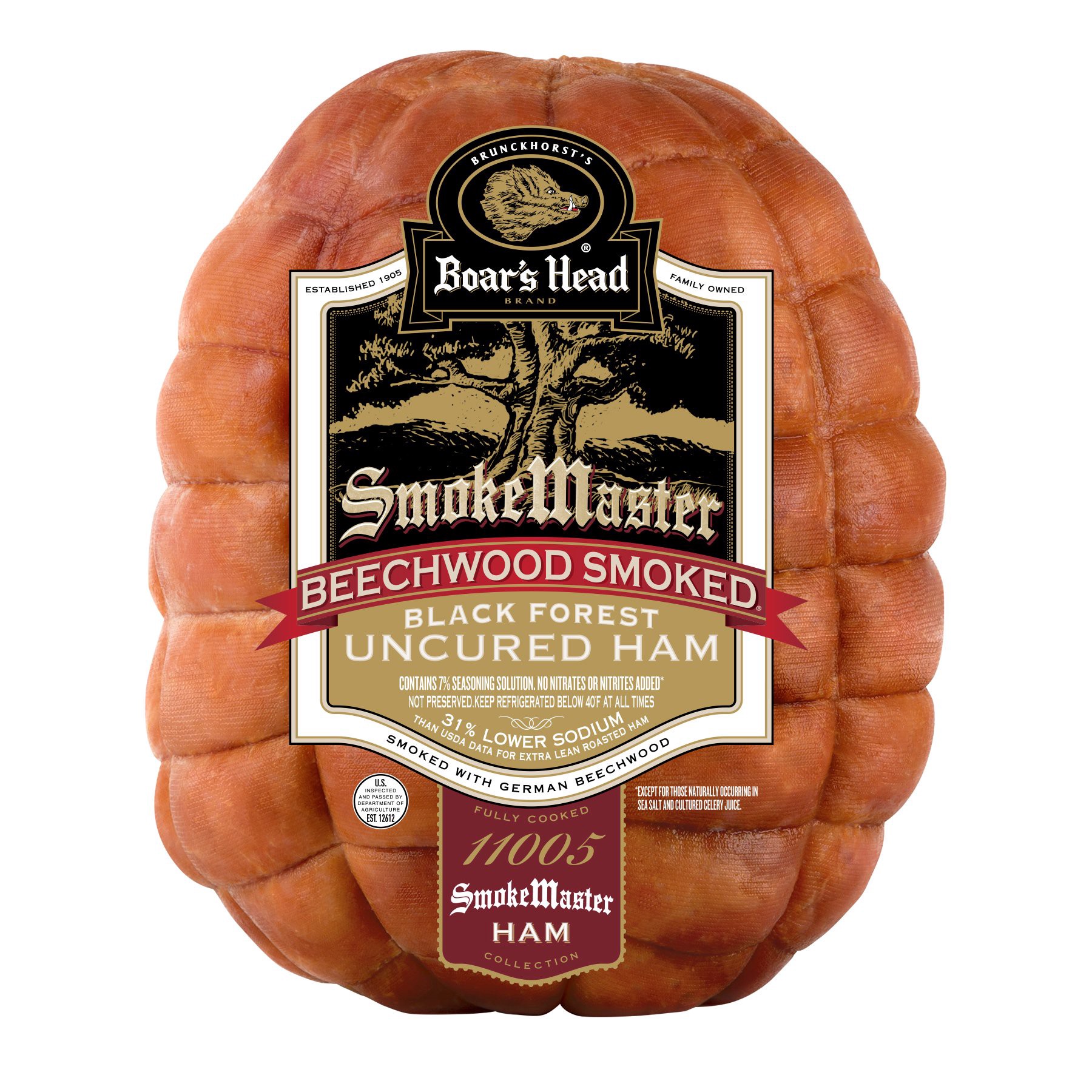 slide 1 of 1, Boar's Head SmokeMaster Beechwood Smoked Black Forest Uncured Ham, Custom Sliced, per lb