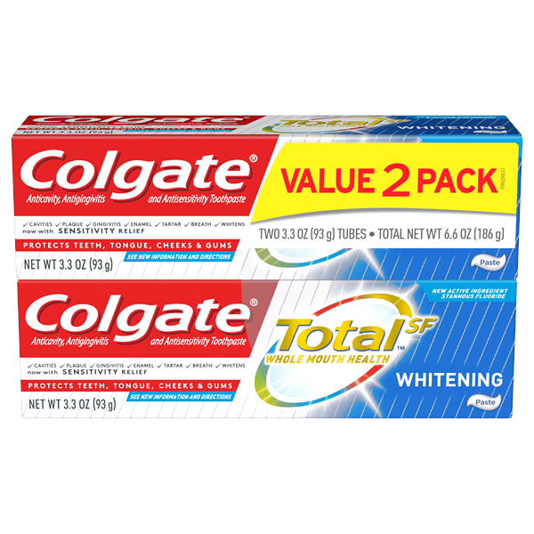 slide 1 of 1, Colgate Total SF Whitening Toothpaste, 2 ct; 3.3 oz