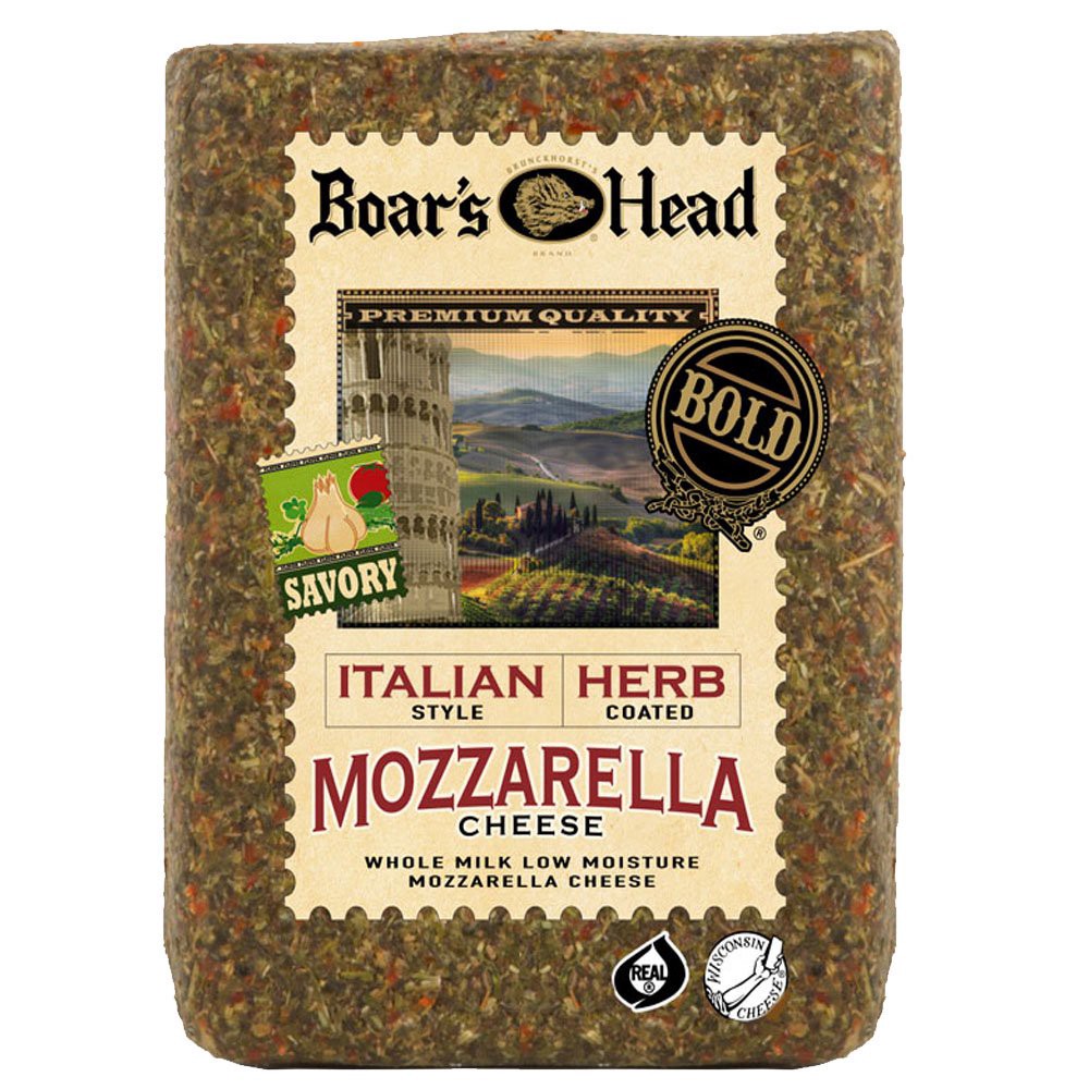 slide 1 of 1, Boar's Head Bold Italian Herb Mozzarella Cheese, Custom Sliced, per lb