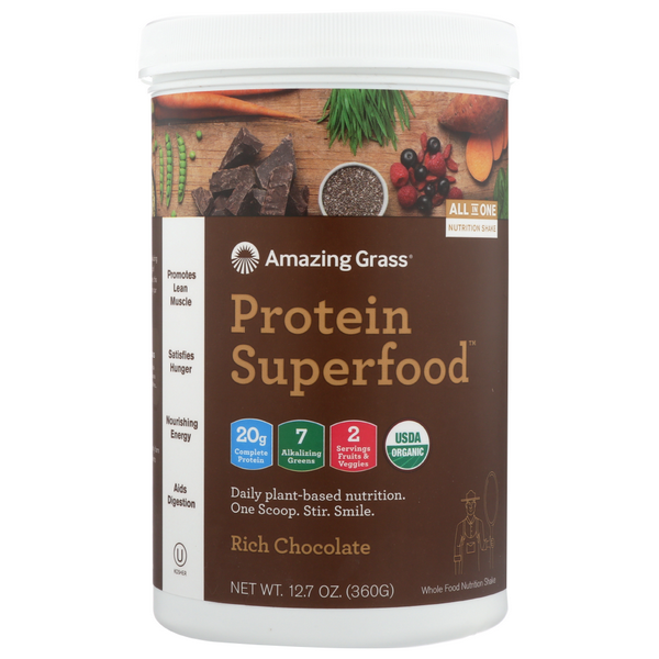 slide 1 of 1, Amazing Grass Green Superfood Tub - Chocolate, 12.7 oz