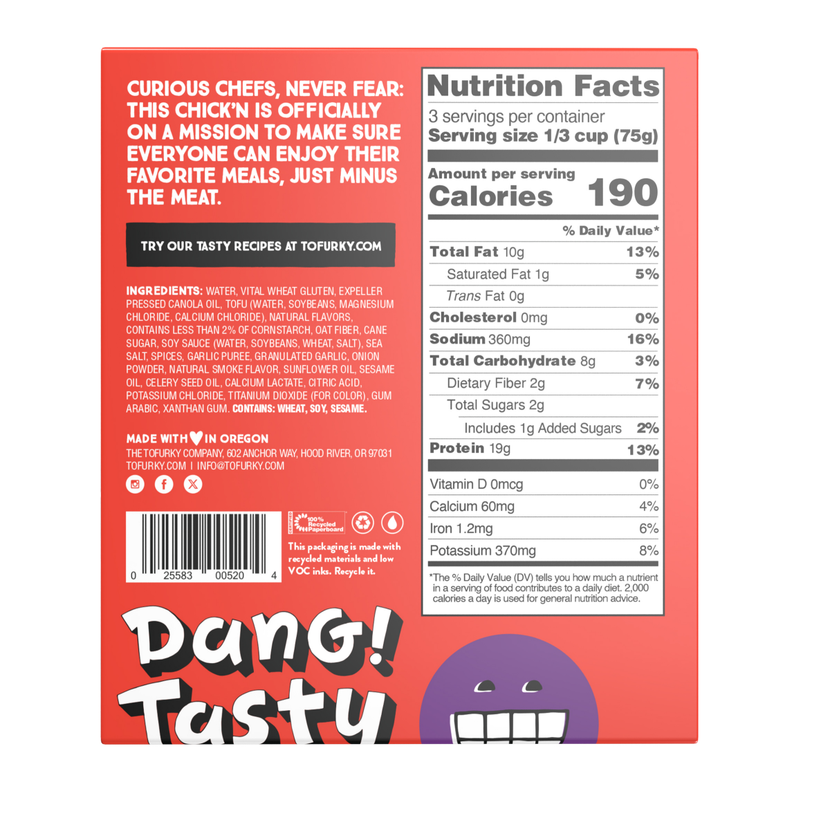 slide 2 of 2, Tofurky Lightly Seasoned Chick'n, 8 oz