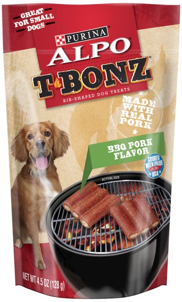 slide 1 of 7, ALPO Purina ALPO Made in USA Facilities Small Breed Dog Treats, TBonz BBQ Pork Flavor, 4.5 oz