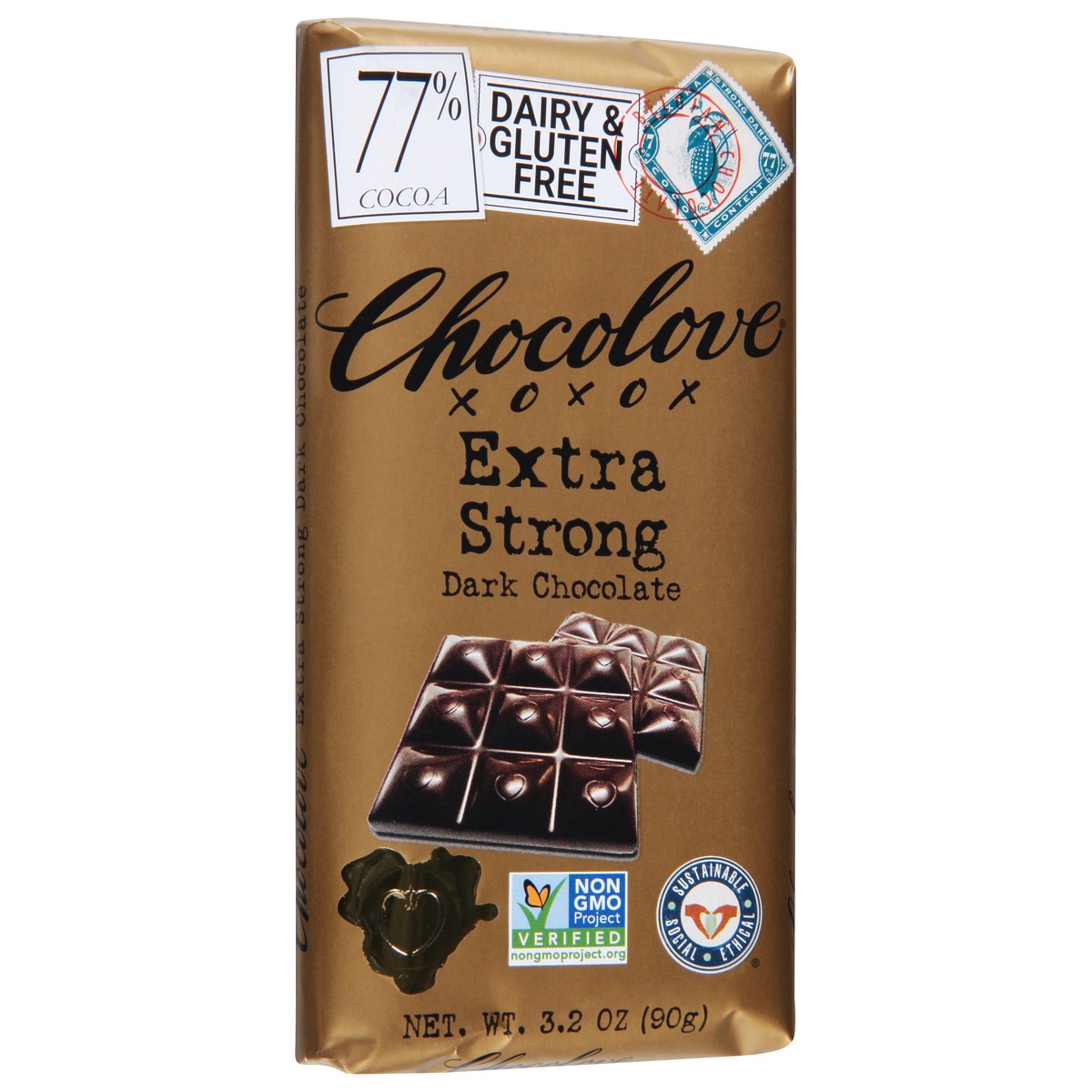 slide 6 of 9, Chocolove Extra Strong Dark Chocolate Bar, 3.2 oz