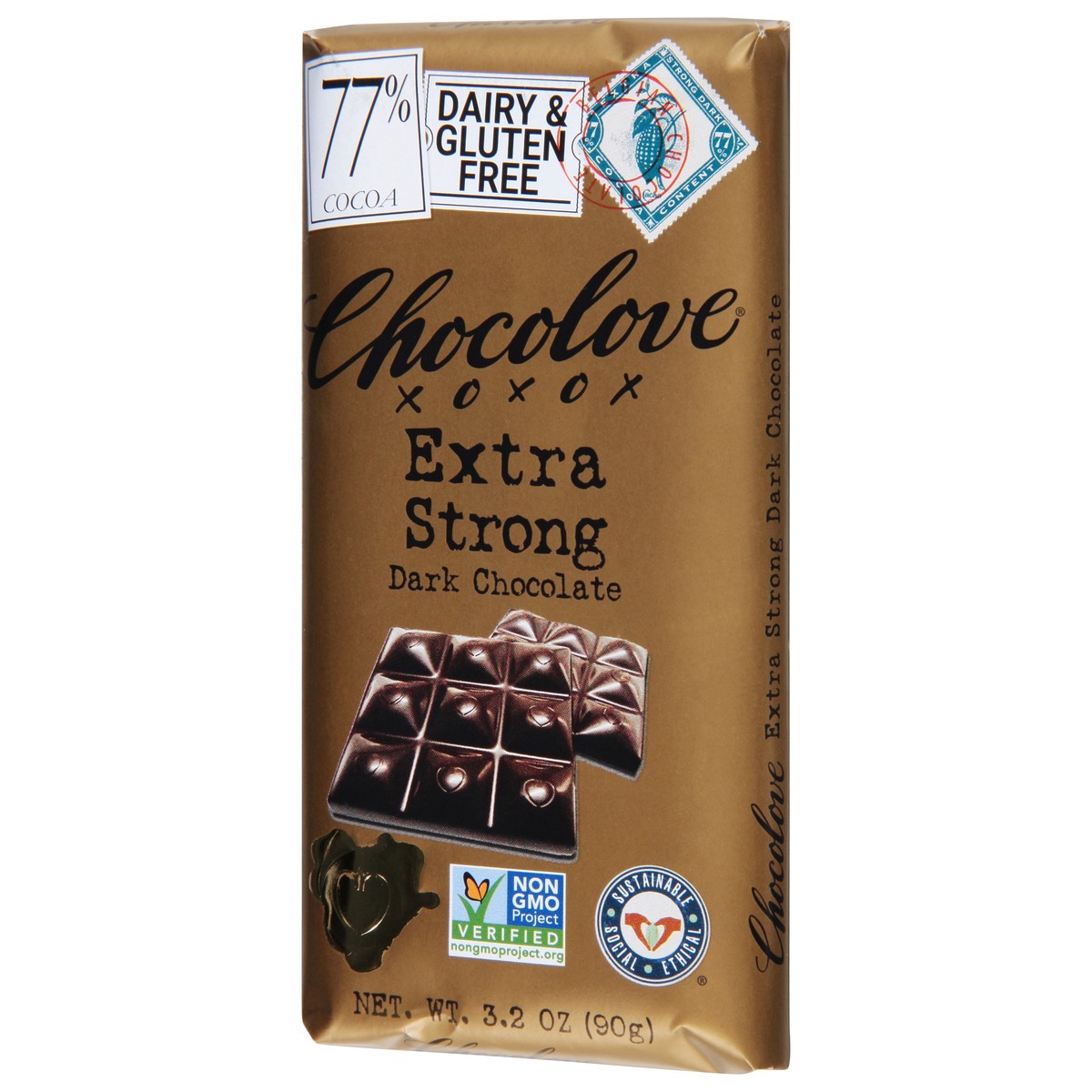 slide 8 of 9, Chocolove Extra Strong Dark Chocolate Bar, 3.2 oz