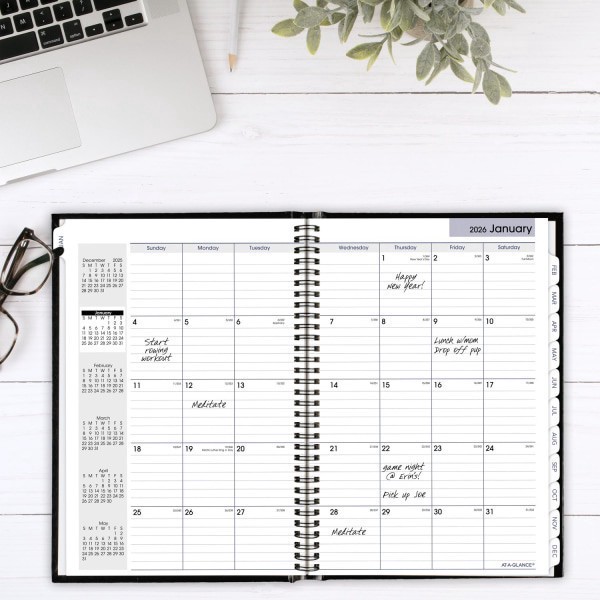 slide 3 of 8, AT-A-GLANCE® DayMinder® 2026 Monthly Planner, Hardcover, Black, Large, 8"" x 11 3/4"", 1 ct