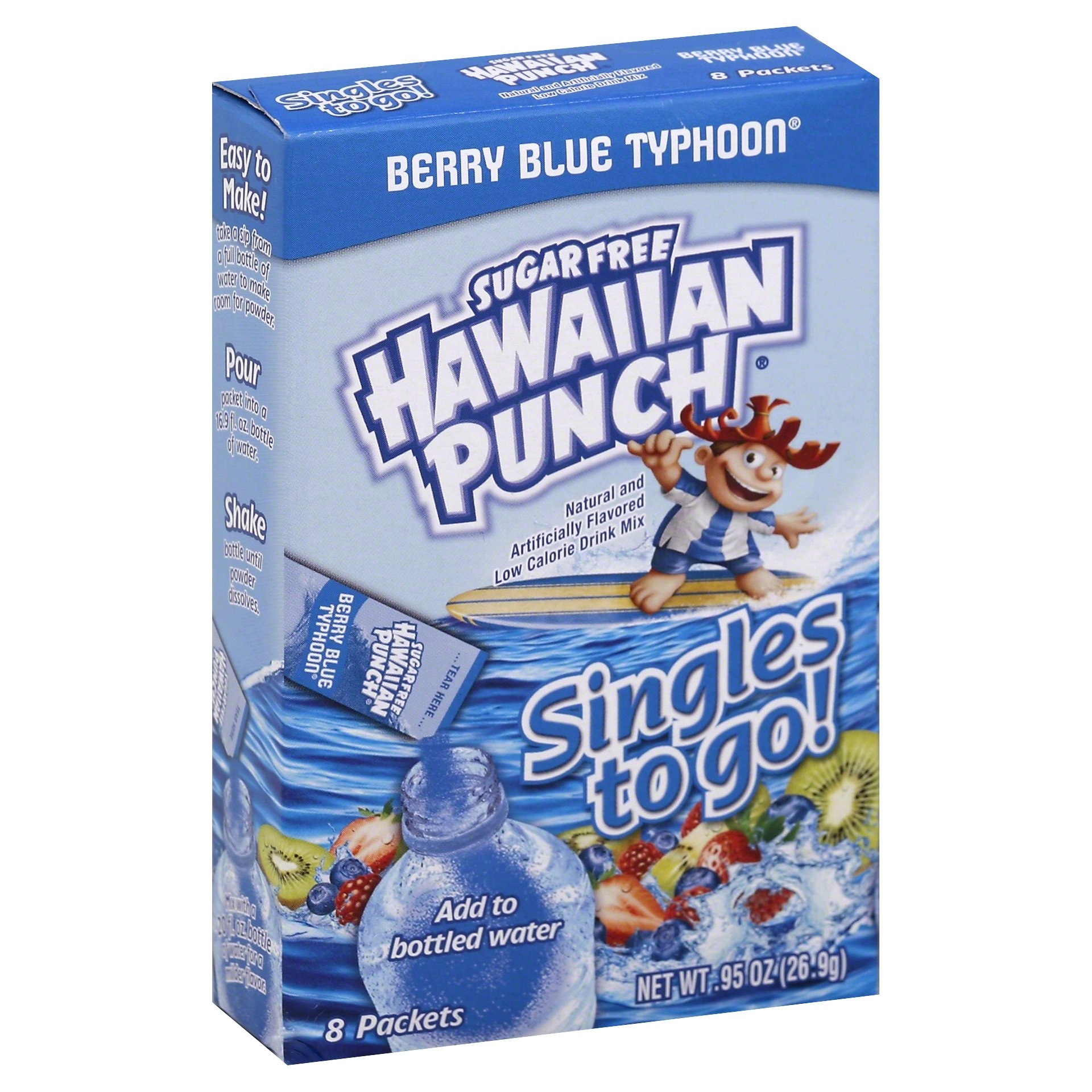 slide 1 of 4, Hawaiian Punch Singles to Go! Sugar-Free Berry Blue Typhoon Drink Mix, 8 ct