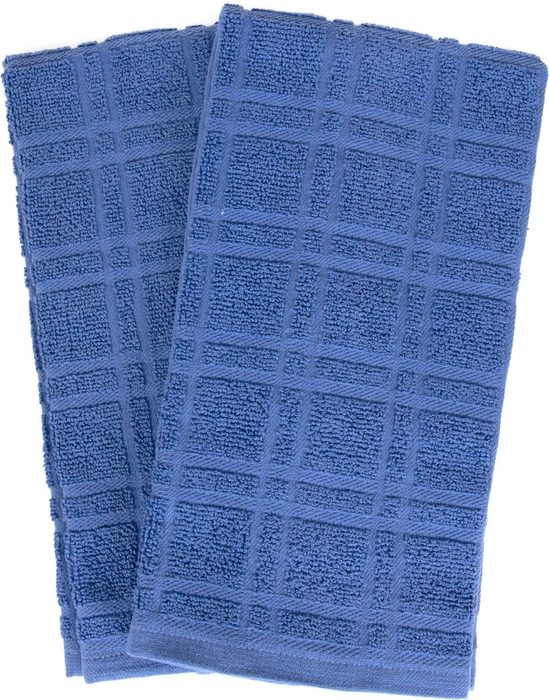 slide 1 of 1, Everyday Living Solid Waffle Kitchen Towels - Blue, 2 ct