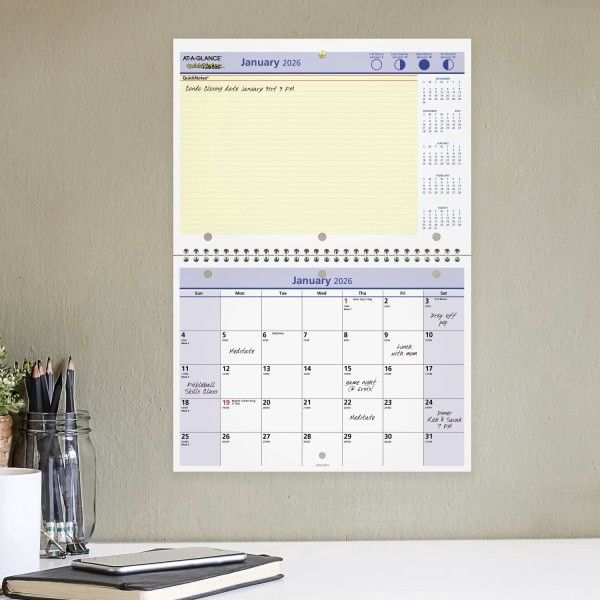 slide 8 of 10, AT-A-GLANCE® QuickNotes® 2026 Monthly Desk Wall Calendar, Small, 11"" x 8"", 1 ct