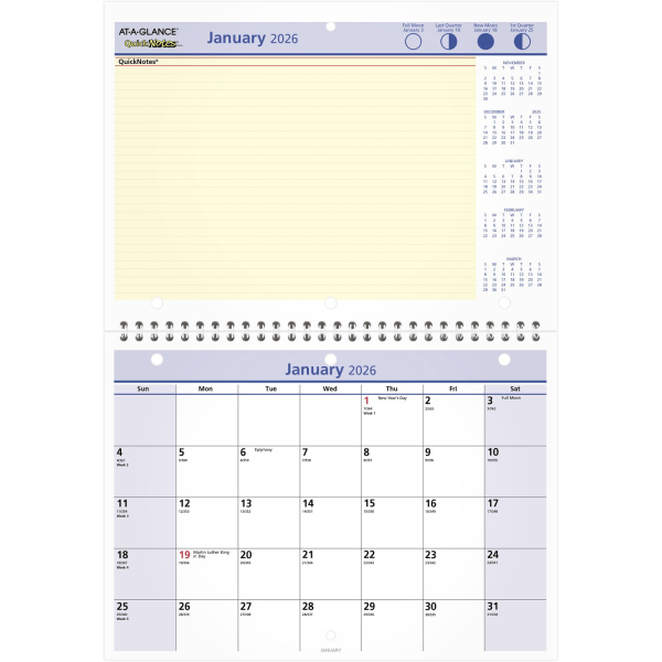 slide 9 of 10, AT-A-GLANCE® QuickNotes® 2026 Monthly Desk Wall Calendar, Small, 11"" x 8"", 1 ct