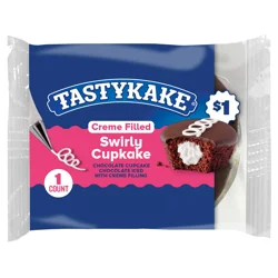 Tastykake Swirly Chocolate Cupkake,Creme Filled Chocolate Cupcake, 2 oz
