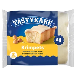 Tastykake Butterscotch Krimpets, Sponge Cakes with Butterscotch Icing, 2 oz, 2 Count