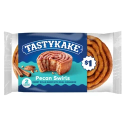 Tastykake Pecan Swirls,Cinnamon and Pecan Filled Pastry Rolls, 2.1 oz, 2 Count