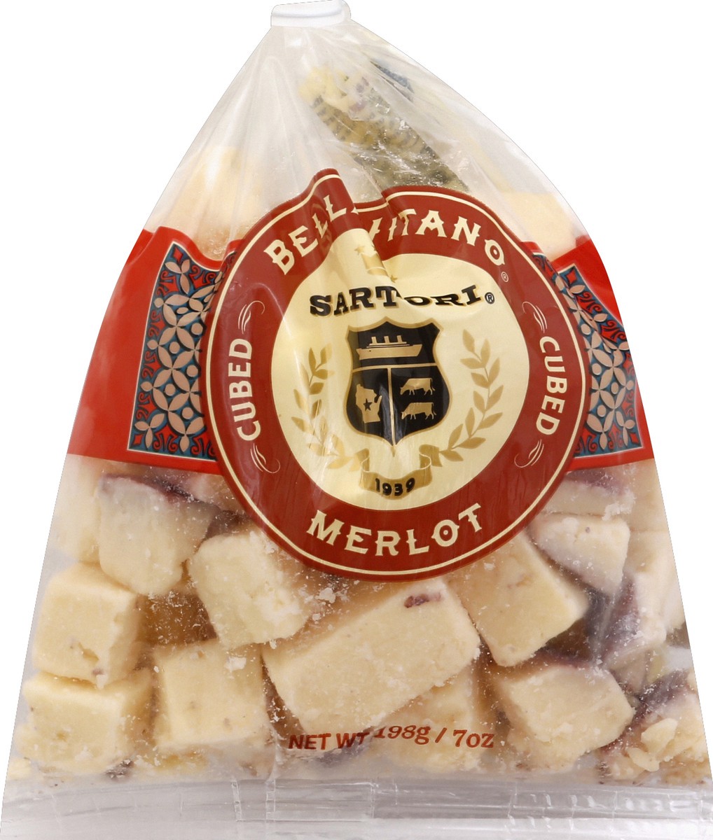 slide 2 of 7, BellaVitano Sartori Merlot Chse Cubes Bag, 7 oz