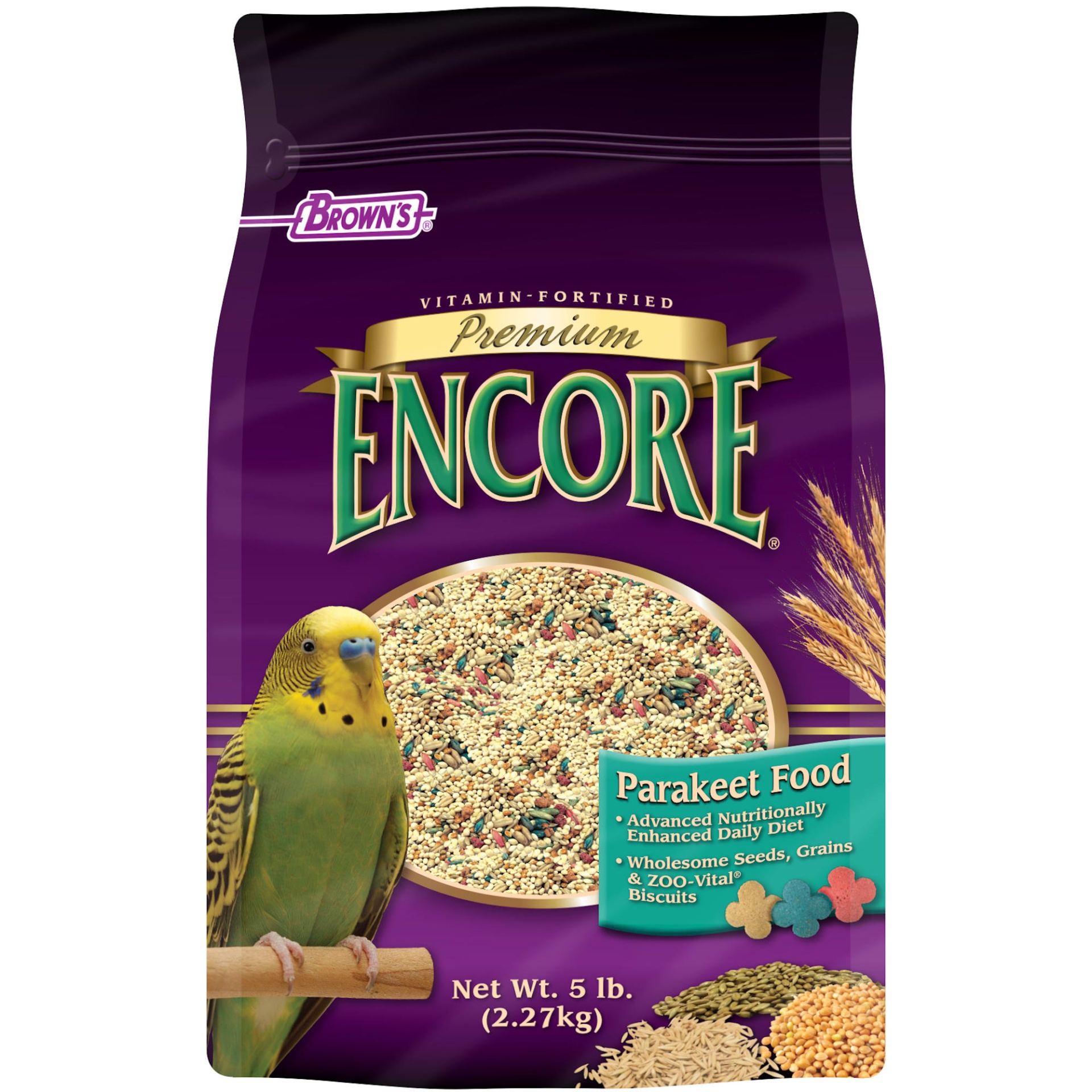 slide 1 of 1, Brown's Encore Premium Parakeet Food, 5 lb
