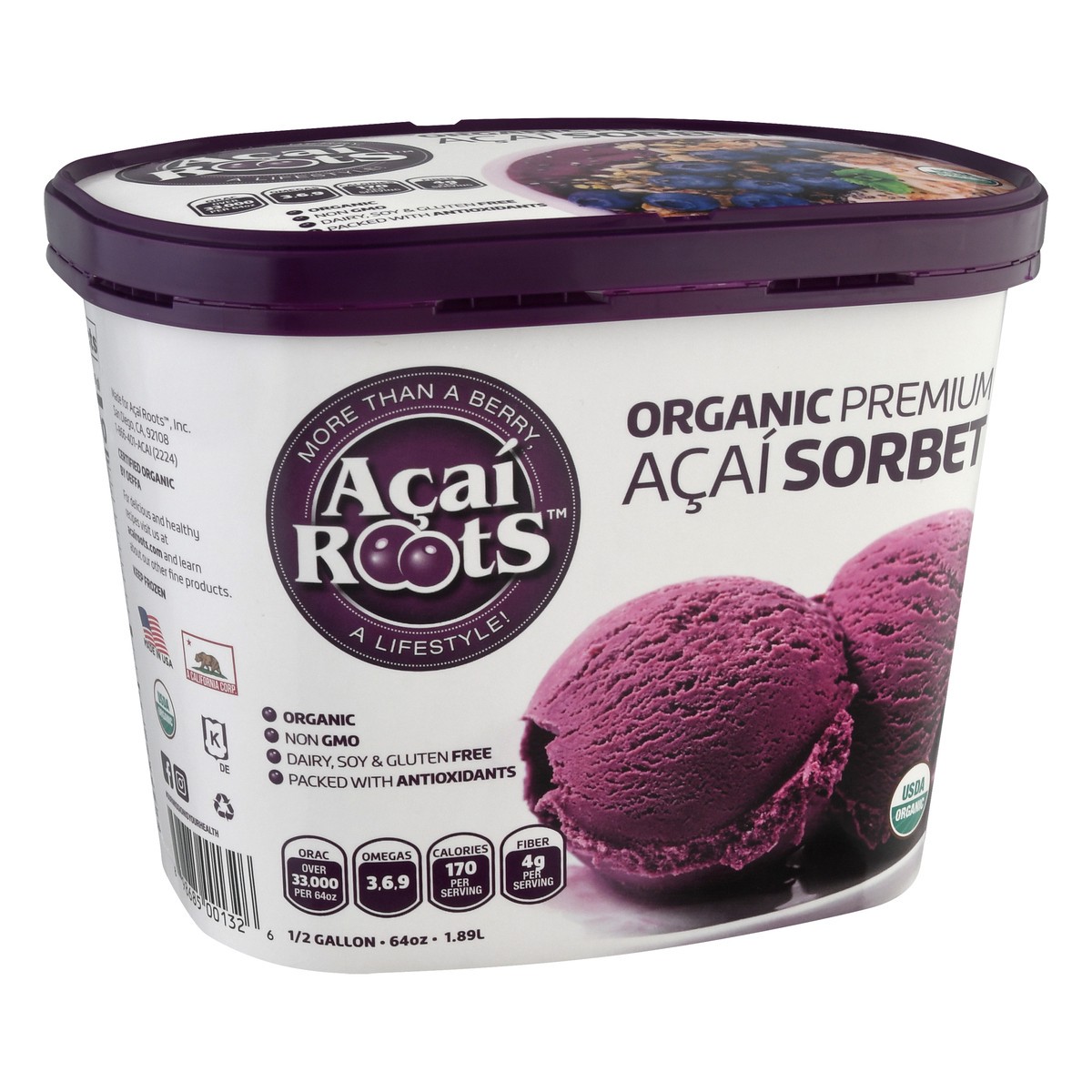 slide 7 of 13, Acai Roots Organic Premium Acai Sorbet 0.5 gal, 1/2 gal