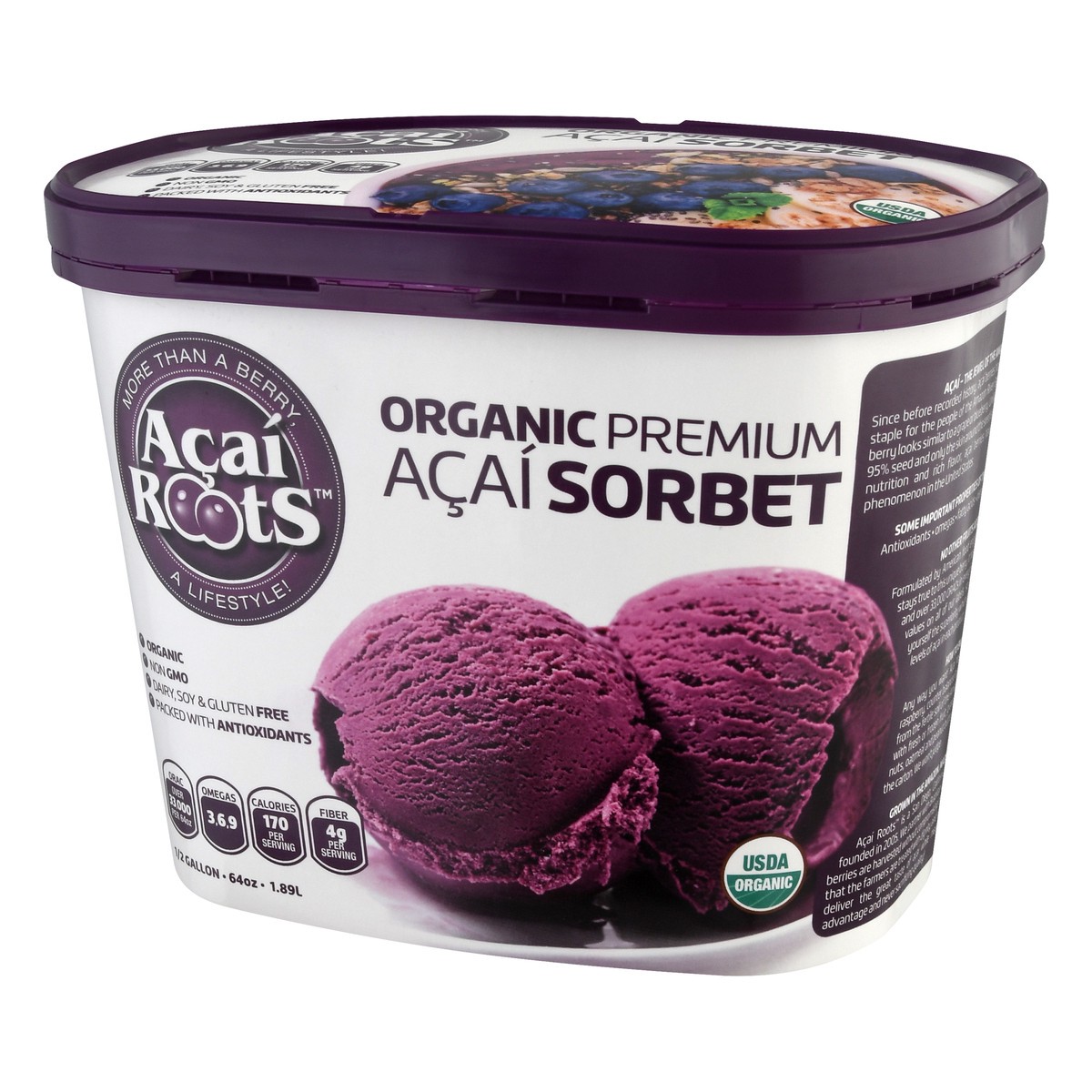 slide 6 of 13, Acai Roots Organic Premium Acai Sorbet 0.5 gal, 1/2 gal