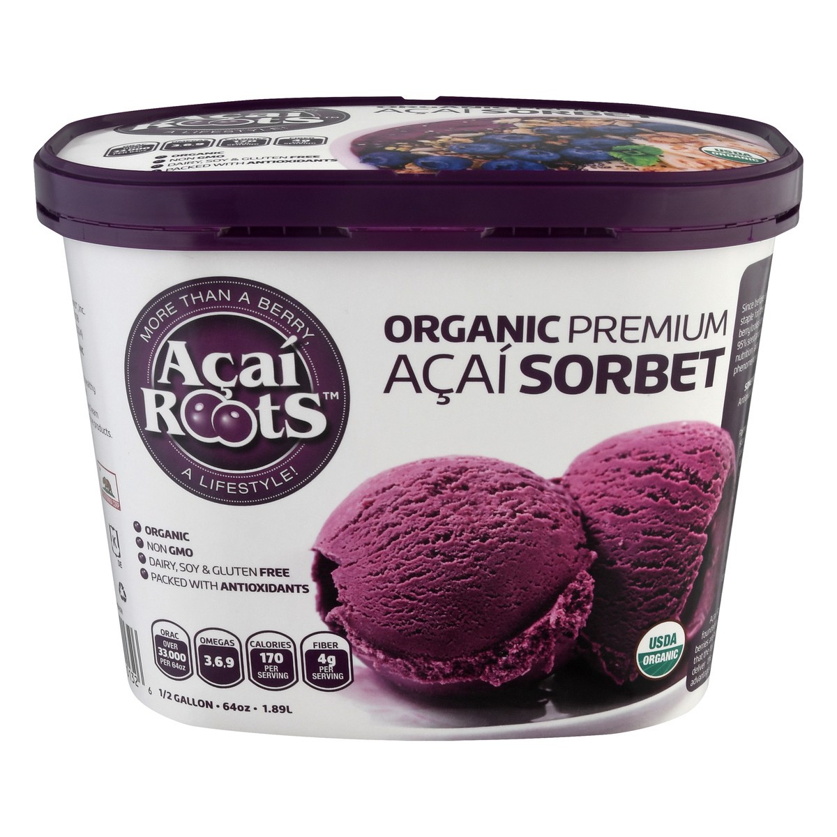 slide 3 of 13, Acai Roots Organic Premium Acai Sorbet 0.5 gal, 1/2 gal