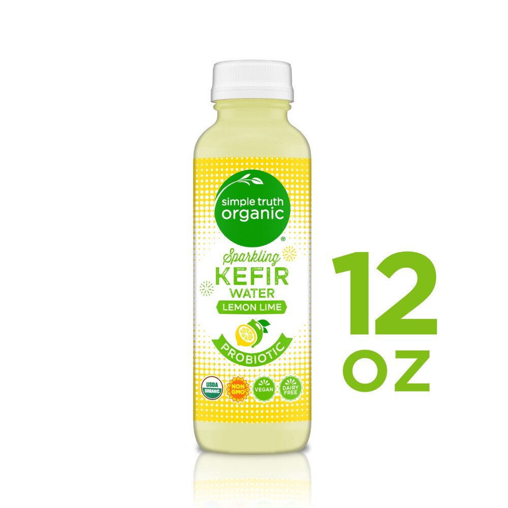 slide 1 of 4, Simple Truth Organic Sparkling Probiotic Lemon Lime Kefir Water Drink, 12 fl oz