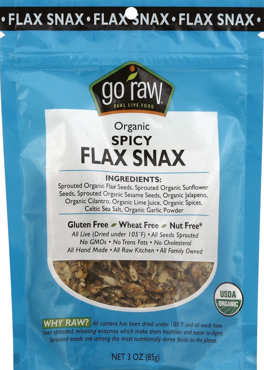 slide 2 of 3, Go Raw Organic Spicy Flax Snax, 3 oz