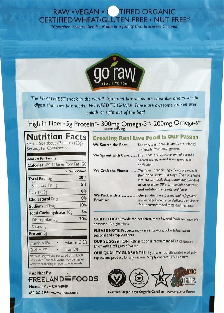 slide 3 of 3, Go Raw Organic Spicy Flax Snax, 3 oz