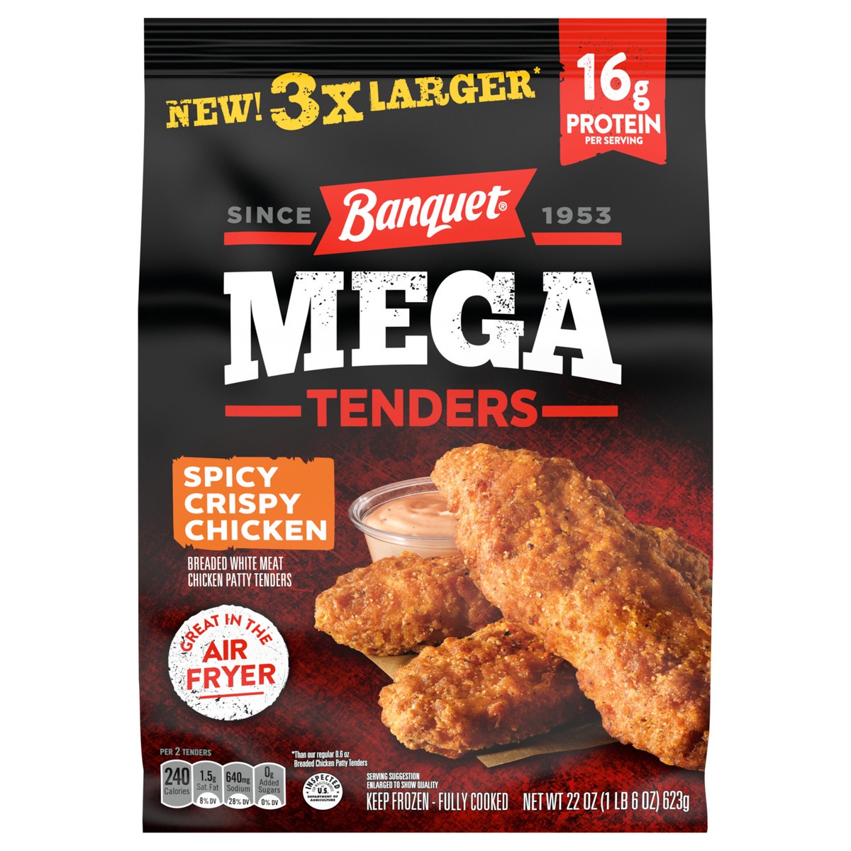 slide 1 of 13, Banquet MEGA Spicy Crispy Chicken Tenders, Frozen Meal, 22 oz, 22 oz