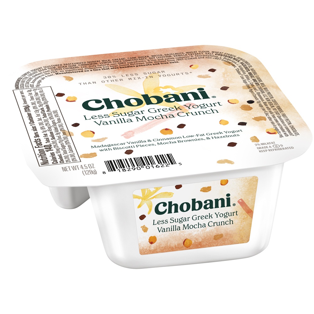 slide 2 of 7, Chobani Less Sugar Vanilla Mocha Crunch Low-Fat Greek Yogurt, 4.5 oz