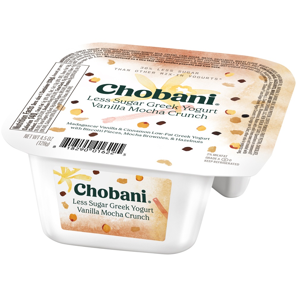 slide 3 of 7, Chobani Less Sugar Vanilla Mocha Crunch Low-Fat Greek Yogurt, 4.5 oz