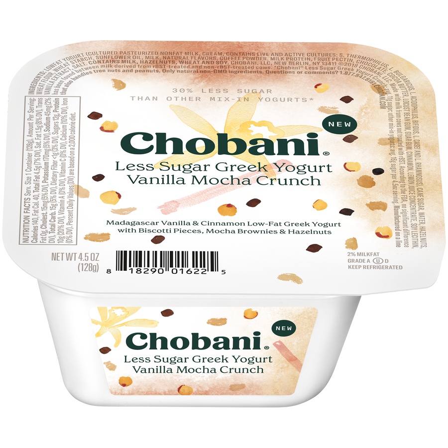 Chobani Less Sugar Vanilla Mocha Crunch Low-Fat Greek Yogurt 4.5 oz | Shipt