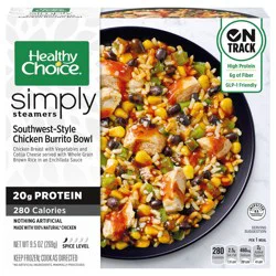 Healthy Choice Simply Steamers, Southwest-Style Chicken Burrito Bowl, Frozen Meal, 10 oz. Bowl