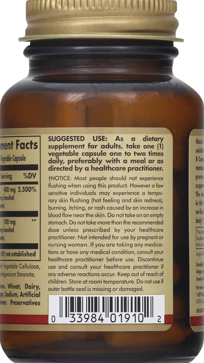 slide 6 of 7, Solgar No-Flush Niacin 500 mg Vegetable Capsules, 50 ct